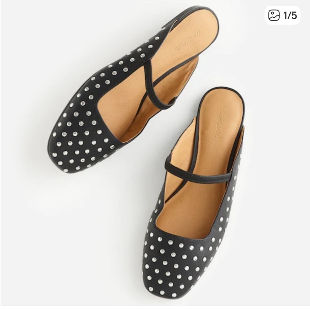 Madewell Greta Black Studded Ballet Mules